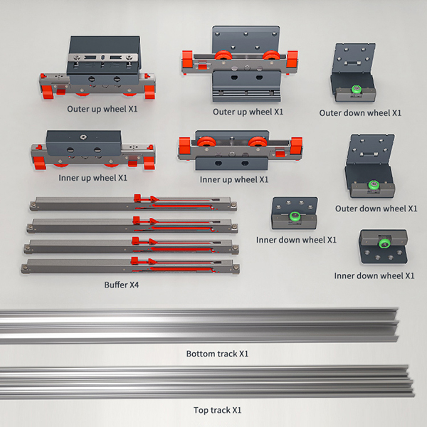 Mécanisme coulissant à fermeture douce pour porte de garde-robe, superposition robuste, roue à roulettes pour porte coulissante Topline 