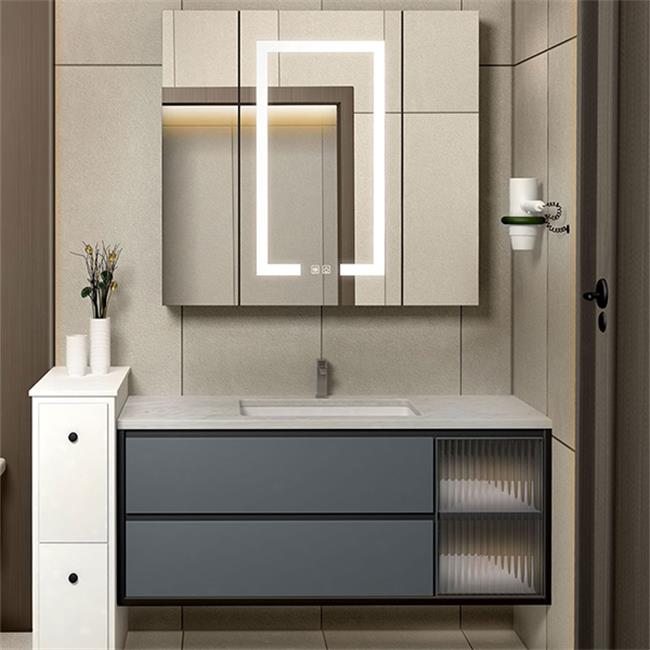 Miroir de salle de bains avec cadre en aluminium, armoire à pharmacie, miroir avec lumières, vente en gros