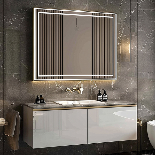 Fiesono Home Hotel Miroir de salon de salle de bain intelligent et polyvalent, sans buée, avec application et rétroéclairage LED