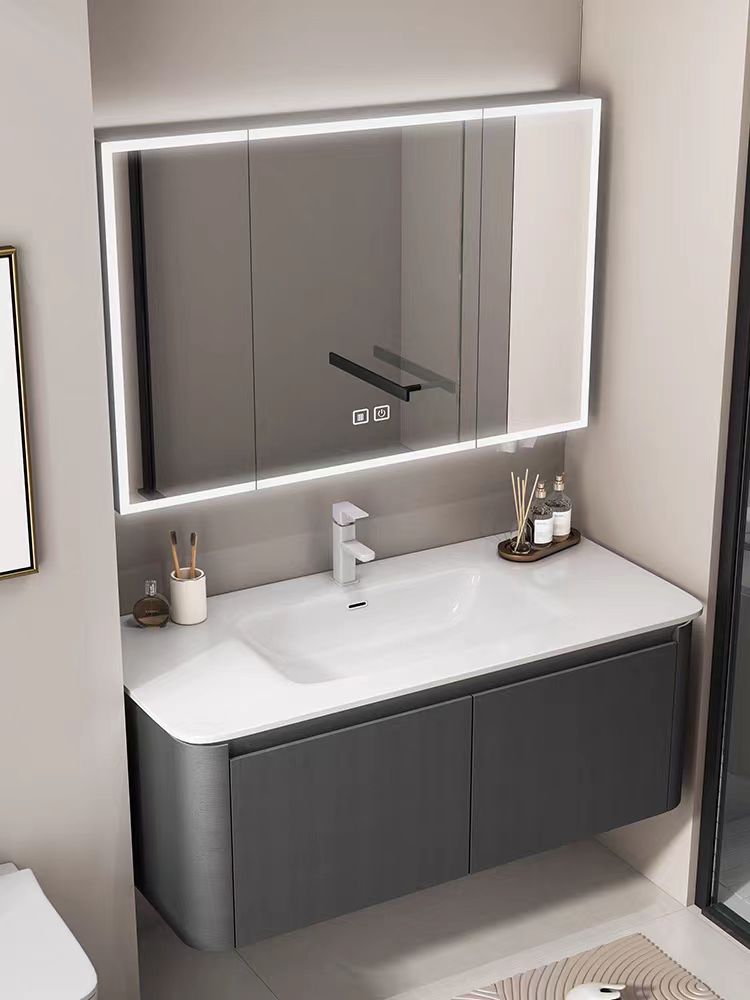 Miroir lumineux LED intelligent à température ronde pour salle de bains en aluminium 