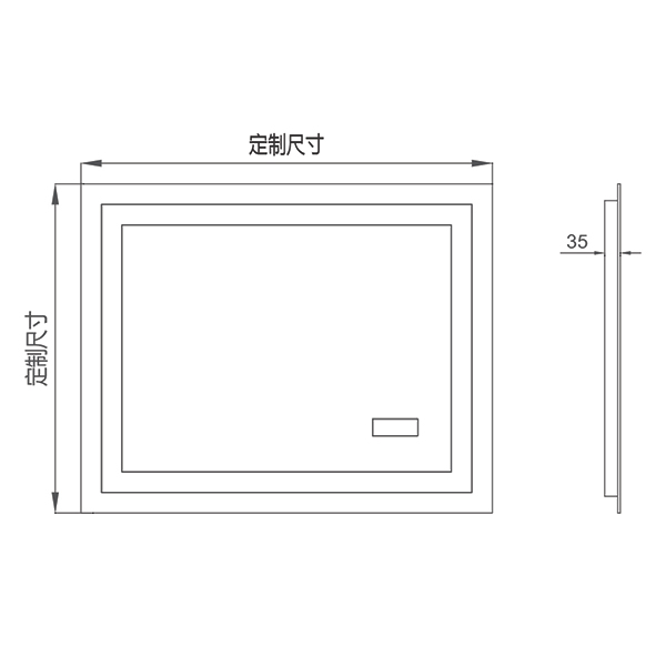 Miroir LED de température argenté carré HD avec capteur de toilettes et de salle de bains